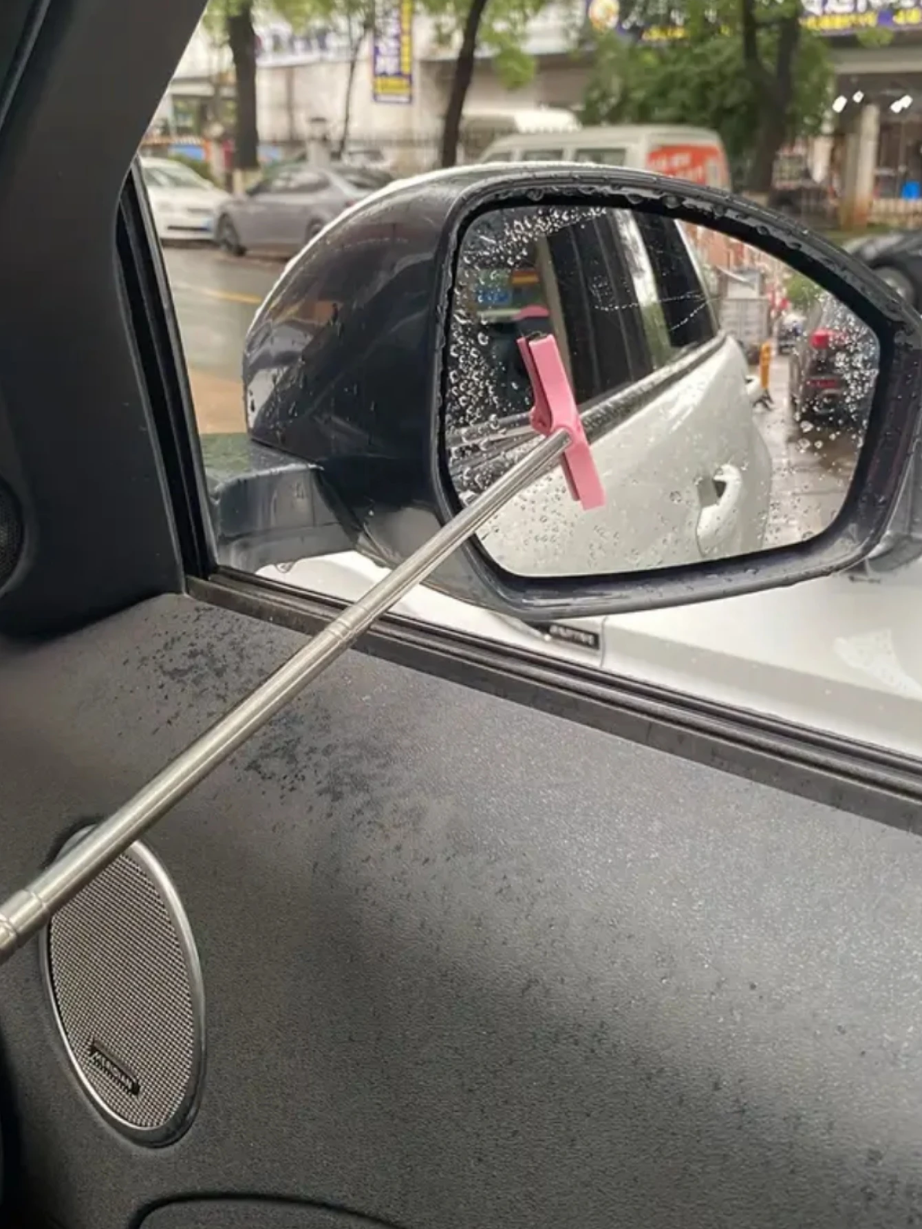 Portable Rainy Glass Window Cleaning Tool Wiper Extendable Handle Car Side Mirror Squeegee Telescopic Rearview Mirror Squeegee