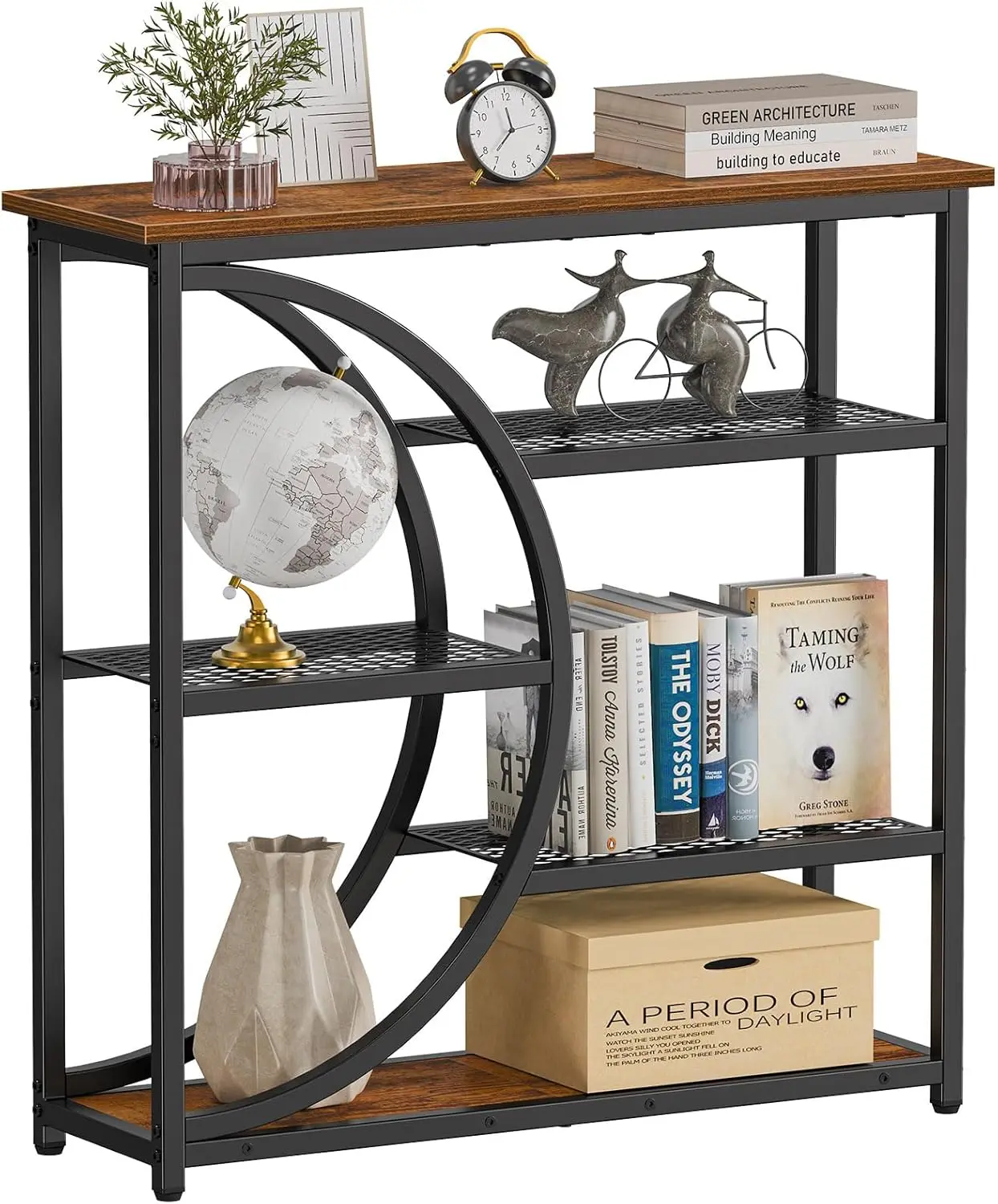 

Стол для прихожей, узкий консольный столик, промышленный диван-стол с 5-ярусными полками для хранения, входной столик для прихожей, за