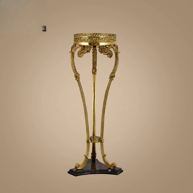 European-style all-copper edge table, household living room balcony flower stand shelf hotel lobby room edge table