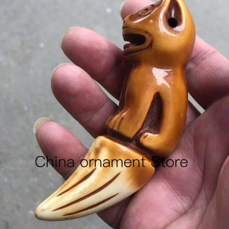 Carved Animal Pendant Jewelry Teeth Statue Handlebar Pendant Handicraft