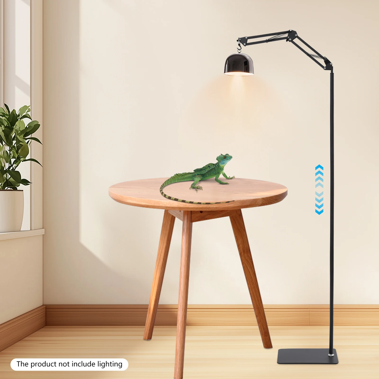 Freistehender Terrarium-Lampenständer für Reptilien |   2 Stangen, 70-150cm Verstellbar, Eisen Schwarz Reptilien-Lichtständer