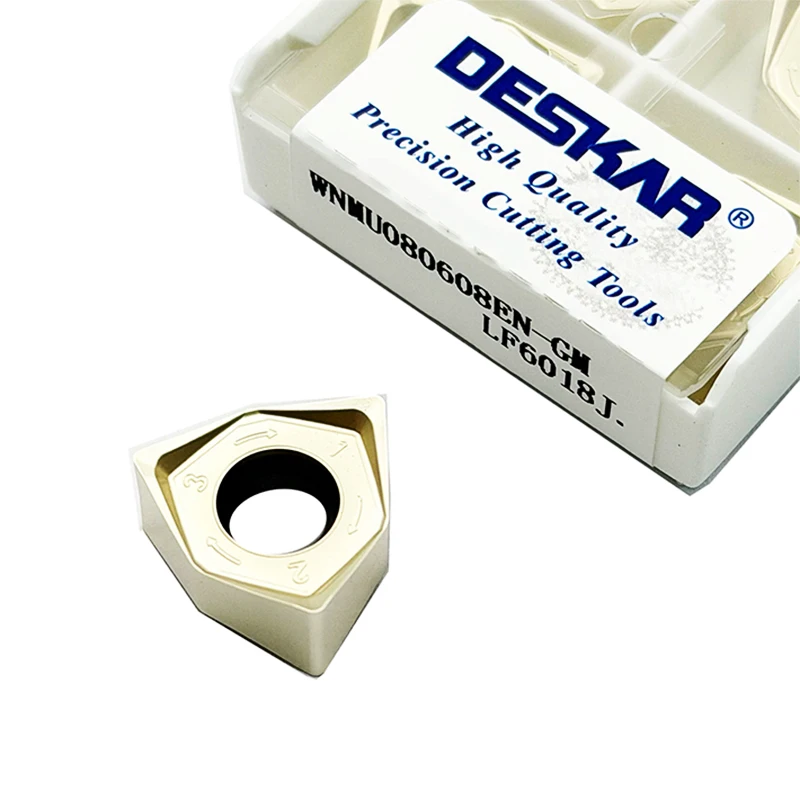 10pcs WNMU080608EN-GM LF6018 LF6018J Double‑Sided 6‑Edge DESKAR Heavy Cutting High‑Feed Milling Inserts CNC Lathe Cutter Tools
