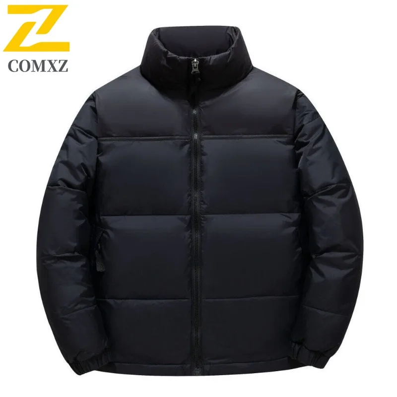 Men Outdoor Leisure Hooded Jacket Winter Parka Fleece-Lined Thickened Puffer Coat Waterproof Windproof Thermal Street Outerwear