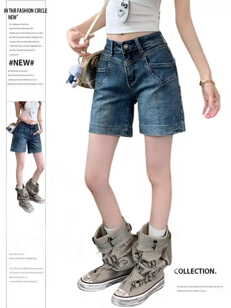 

Summer Women American Retro Denim Shorts Y2K 2000s Gyaru Jean Pants Y2K Streetwear Japanese Harajuku Cyber Punk Grunge New In