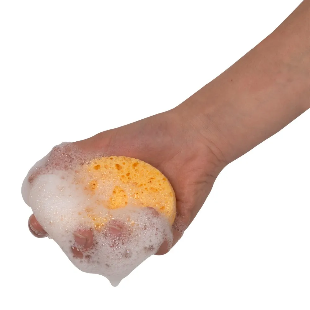 Yellow colored cellulozik baby bath sponge