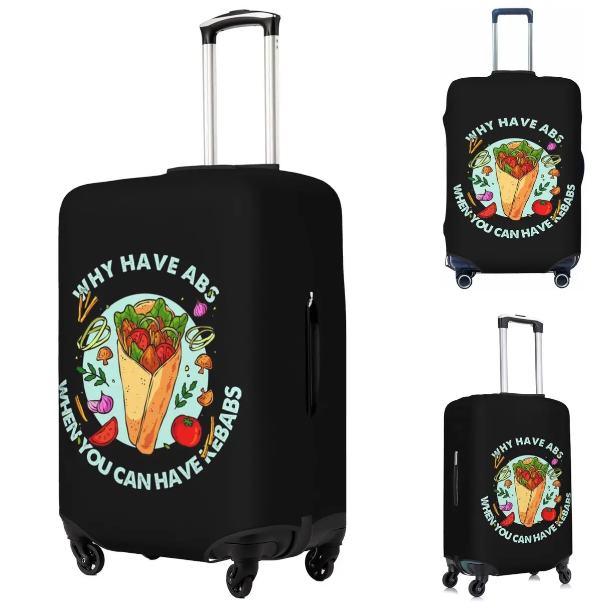 

Funny Doner Kebab Cartoon Suitcase Cover Protection Elastic Travel Luggage Protector Covers for 18-32 Inch
