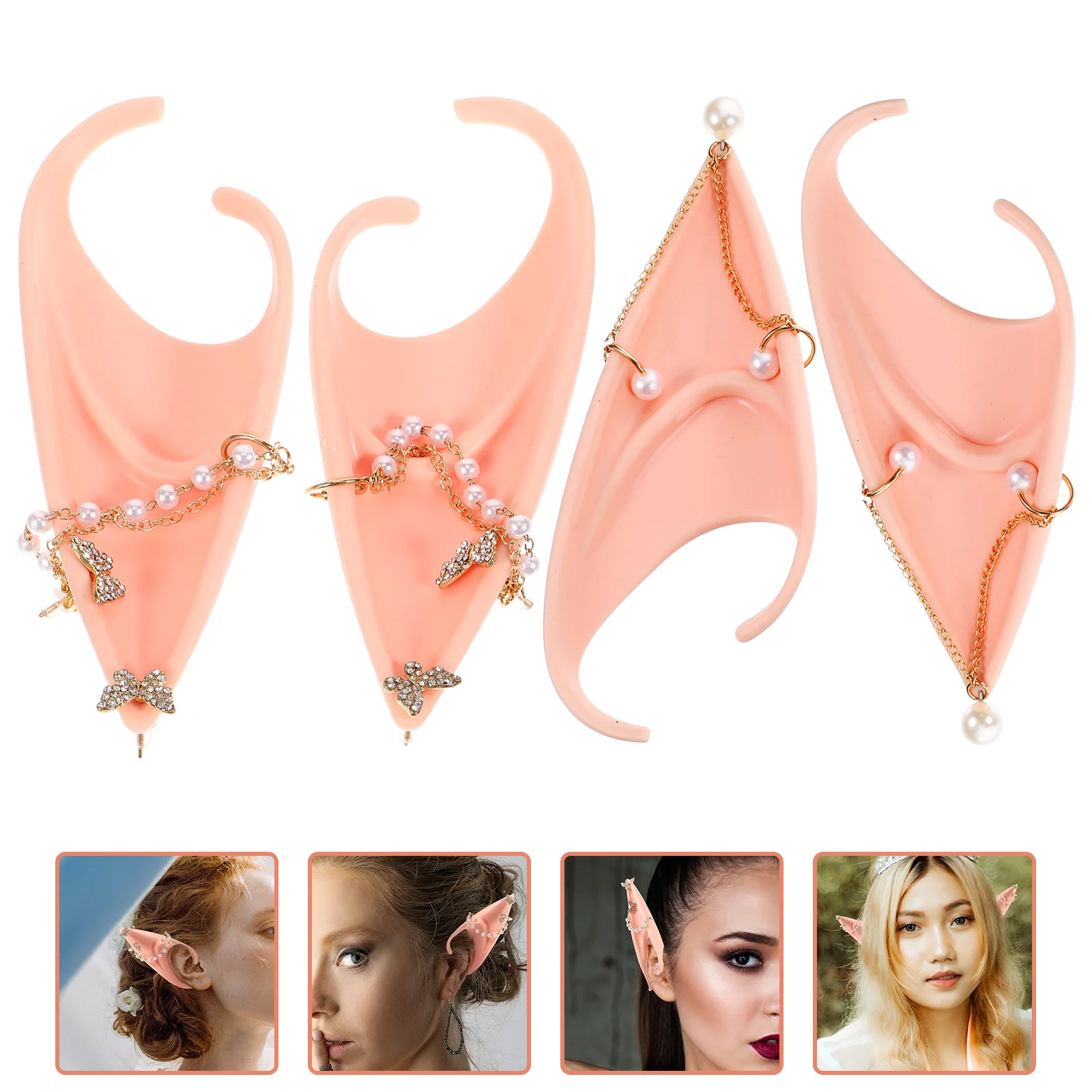 2 stücke Perle Dekor Fee Kostüm Leichte Halloween Karneval Party Zubehör Elf Prop Simulation Für Frauen Maskerade Cosplay