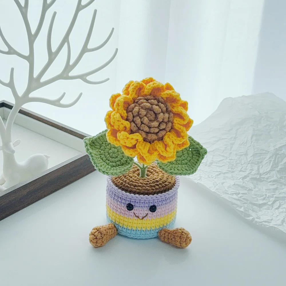 Gehäkelter Pilztopf, gestrickter Blumentopf, kreative künstliche Cartoon-Pflanze, niedliche Schreibtisch- und Bücherregal-Deko, Geschenk – Detail 5
