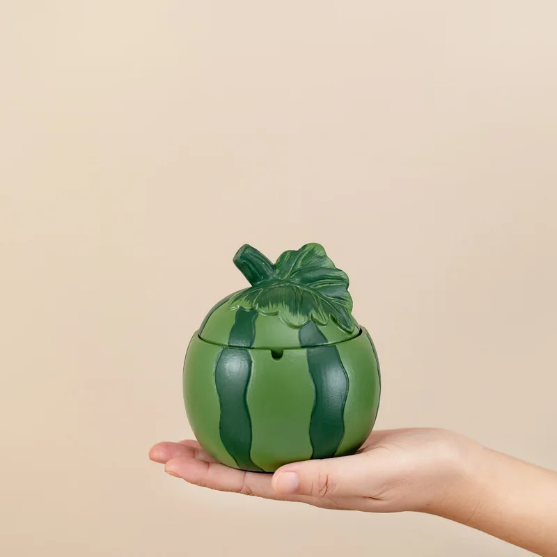Creative watermelon ashtray with lid resin home decoration ornament anti-fly office high-value decoration storage