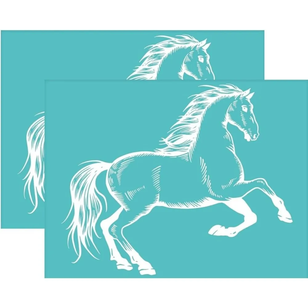 

2Pcs SelfAdhesive Silk Screen Printing Stencil Reusable Mesh Transfers Stencil Horse Pattern Silk Screen Stencil for Painting