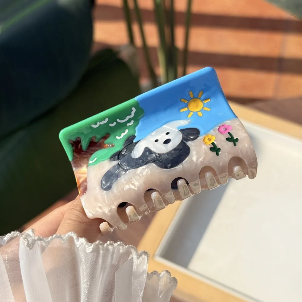 

Childishness Golden Retriever Puppy Hair Claw Korean Style Sweet West Highland White Terrier Dog Hairpin Cute Flower