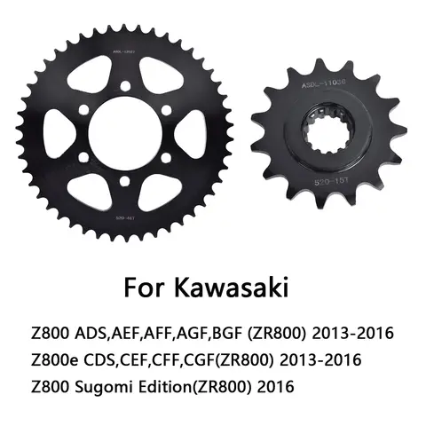 520 46T 15T Front Rear Sprocket For Kawasaki Z800 ADS AEF AFF AGF BGF ZR800 Z800e CDS CEF CFF CGF ZR 800 2013-2016 Z 800 Sugomi