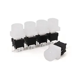 5Pcs Honyone TS6 10mm Round Top Cap 8Pin With LED Momentary Reset DPDT PCB Mini Push Button Tact Switch