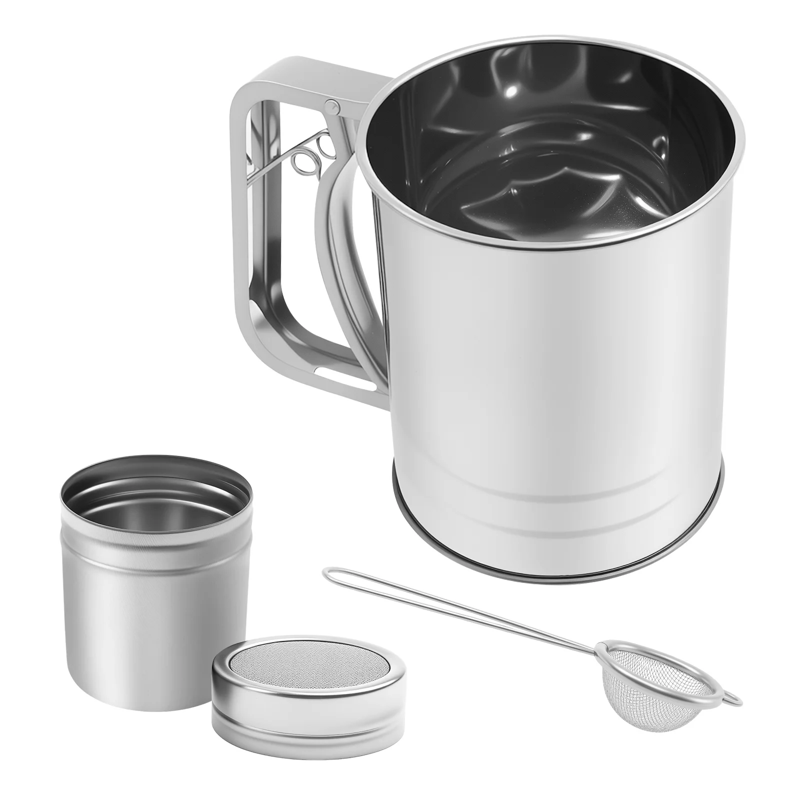 Stainless Steel Sieve Cup Baking Icing Sugar Shaker Bakeware Powder Fine Filtration Flour Mesh Sifter Cup Pastry Baking Tools