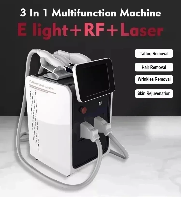 Portable 3 in 1 multifunction machine, IPL  + Nd Yag hair tattoo removal machine