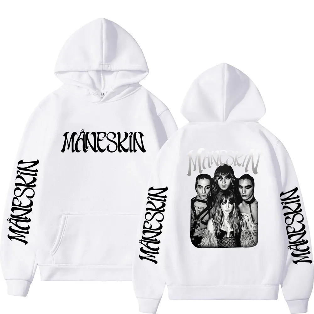 Italian Rock Band Maneskin 2023 World Tour Hoodie Fashion Retro Men Women Fleece Long Sleeve Oversized Casual Hoodies Streetwear