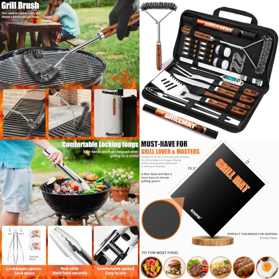 

31pcs BBQ Grill Accessories Gifts for Men Dad, Heavy Duty Grilling Tools Gift Set for Fathers Day, Stainless Steel BBQ Utensils