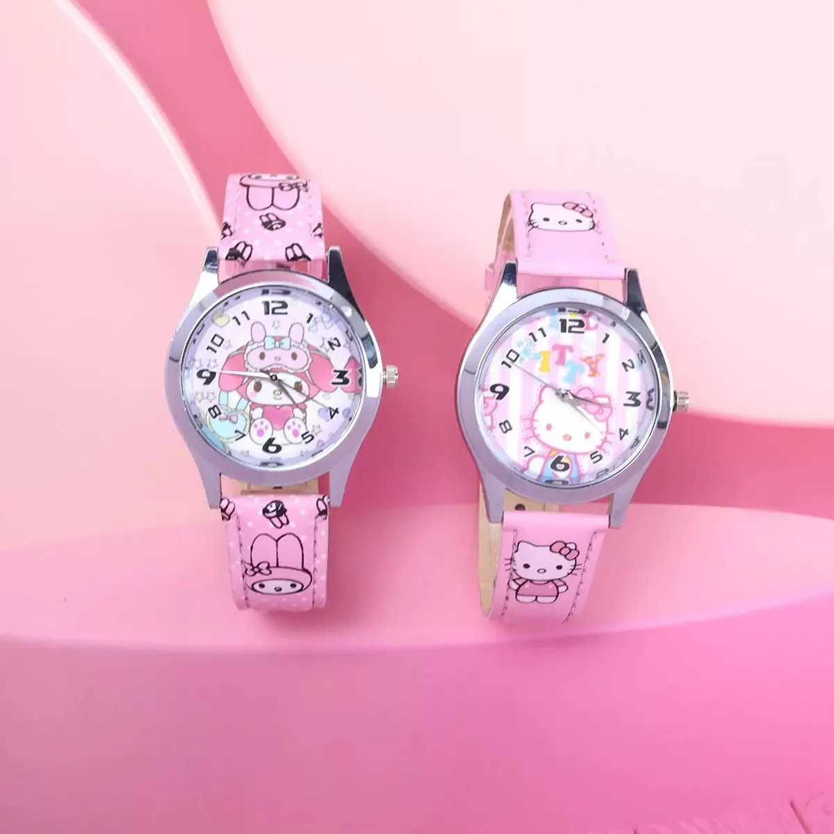 Детские часы Sanrio Kuromi Hello Kitty, силиконовый ремешок, кварцевые наручные часы с мультяшной мелодией, подарки на день рождения для девочек