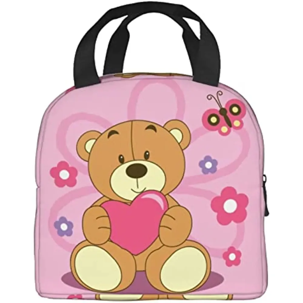 

Cartoon Teddy Bear Cute Cartoon Character Unisex Reusable Lunch Box Portable Thermal Lunch Bag for Men, Women and Kids