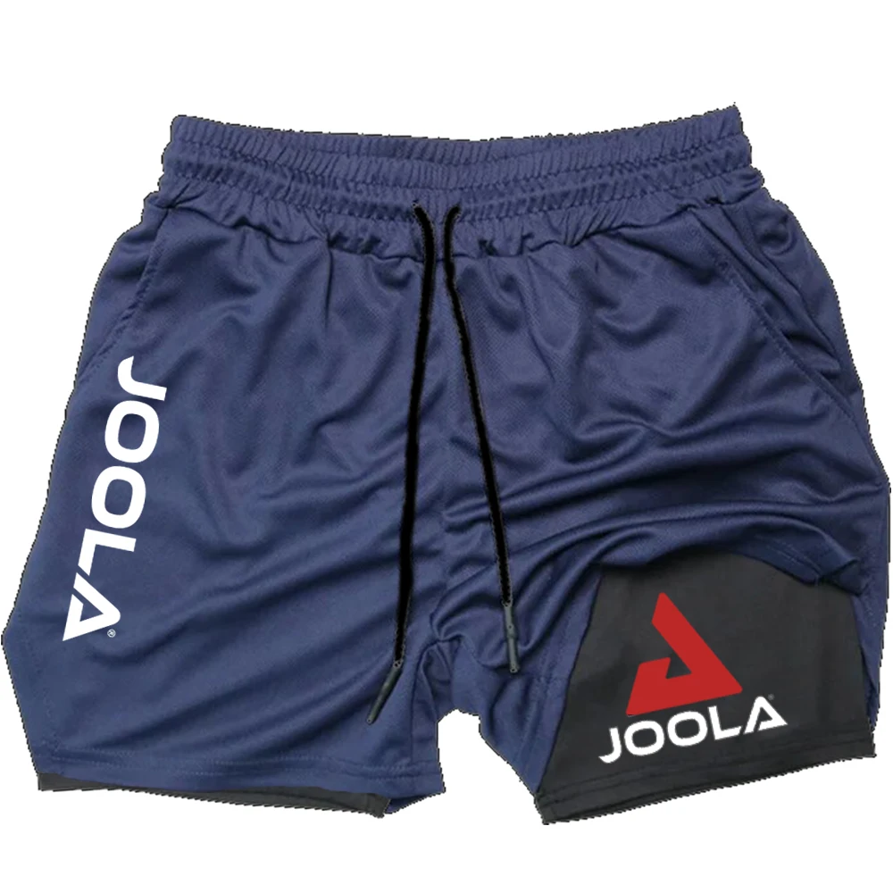 Pantalones cortos de entrenamiento sueltos para hombre JOOLA, pantalones deportivos de secado rápido, pantalones cortos retro para correr y hacer ejercicio, pantalones cortos de doble capa con estampado atractivo
