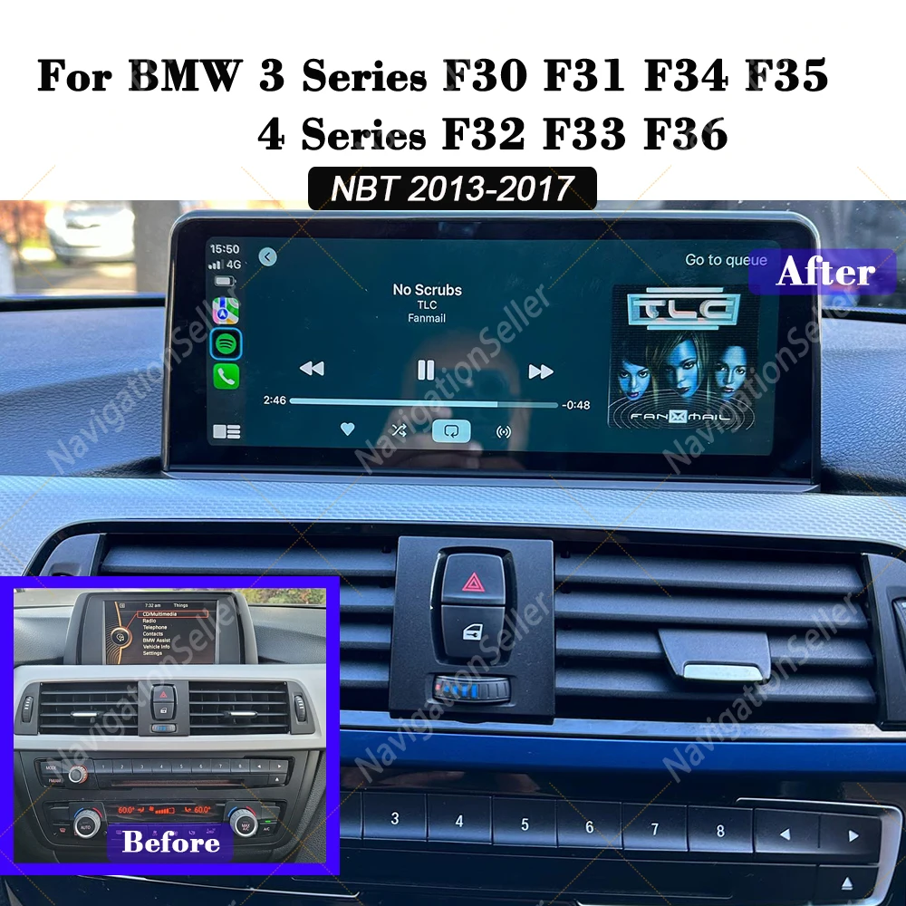 

10.25" Car Radio Android 14 For BMW 3/4 Series F30 F31 F34 F32 F33 F36 2013 -2017 LHD RHD NBT GPS Carplay Multimedia Navigation