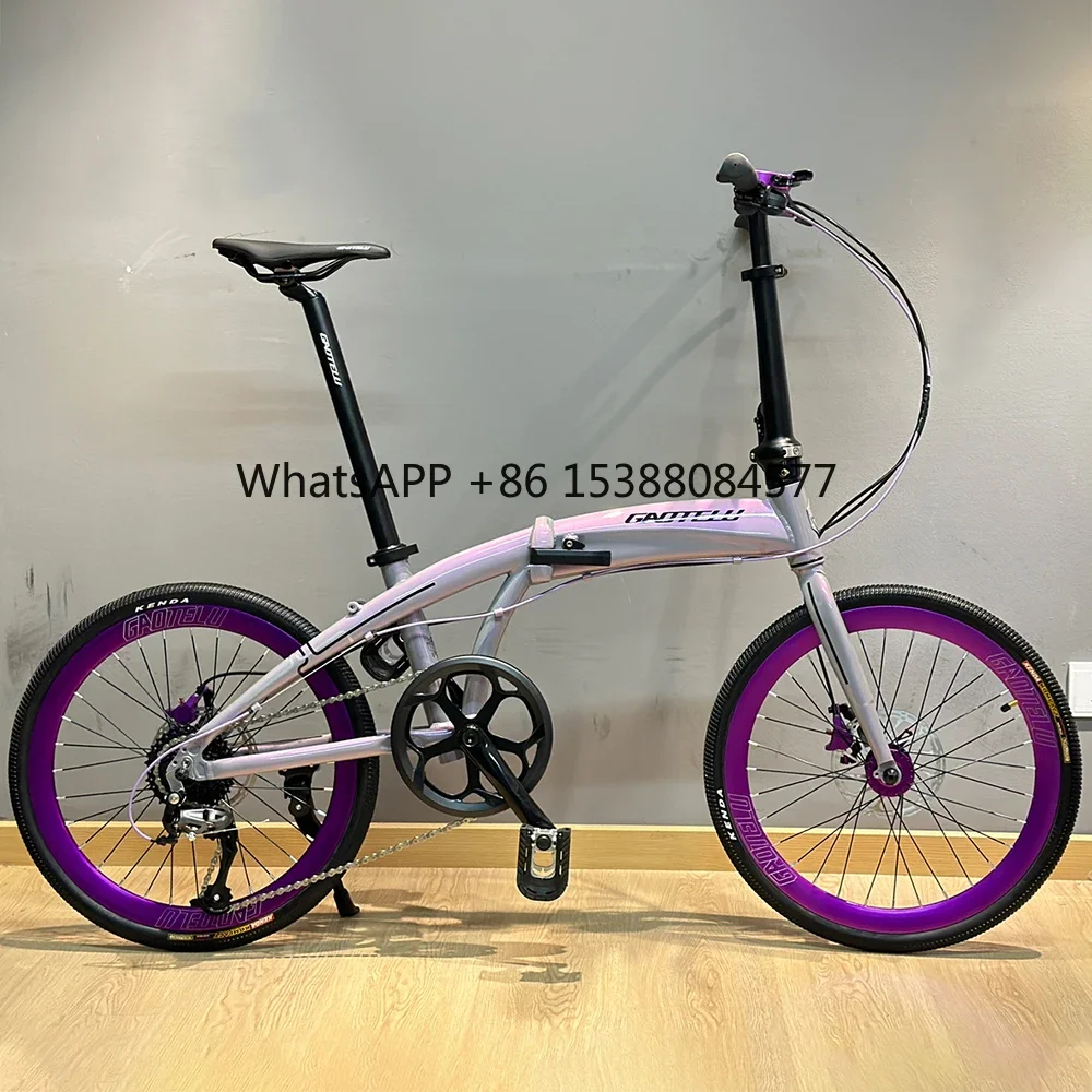 22 Inch Folding Bike 451 Wheel 9 Speed Road Folding Bicycle CNC Aluminum Alloy Oil Disc Brake Adult City Portable Outdoor Bike