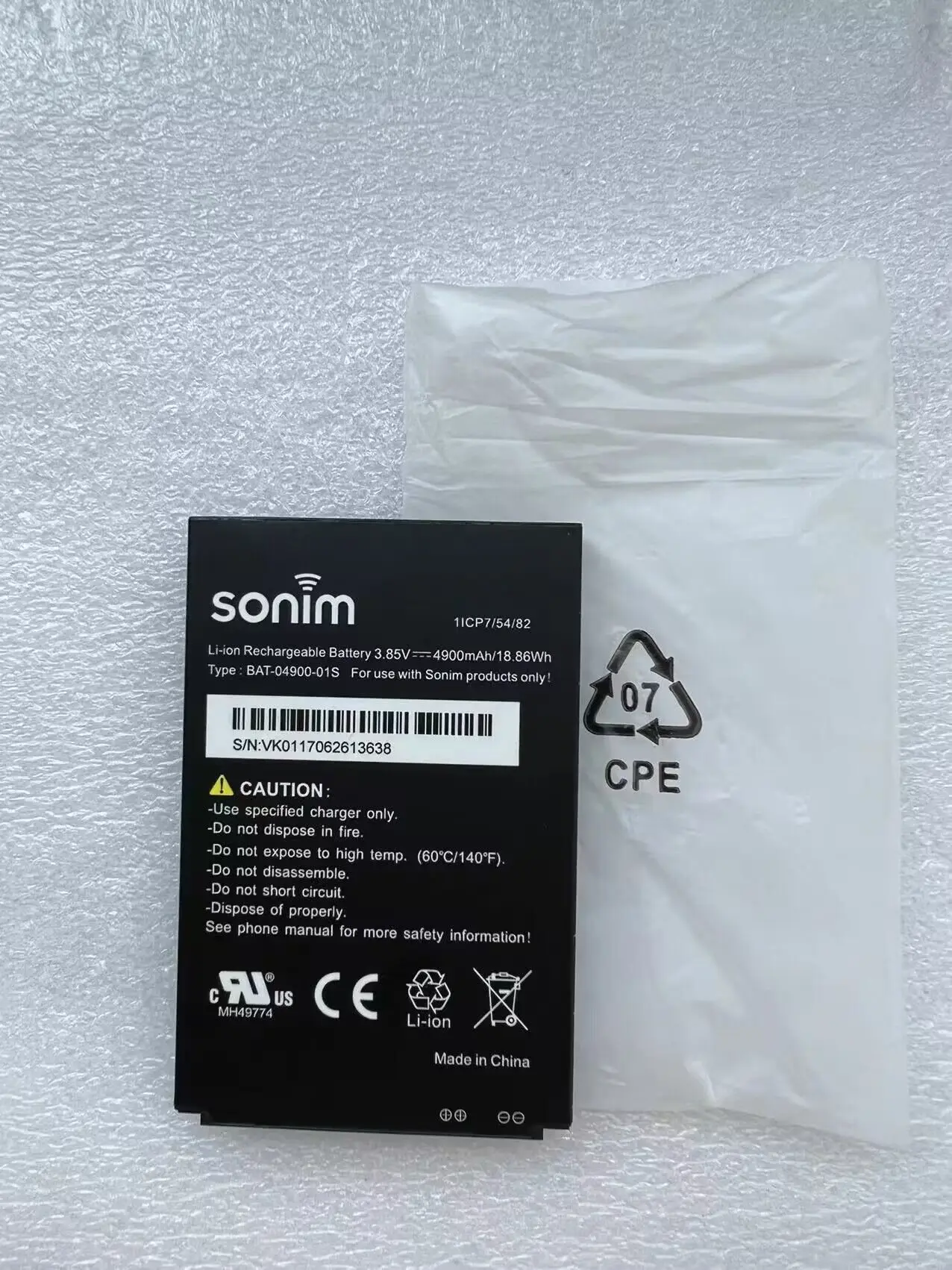 

100% new original Battery for Sonim XP8 XP8800 BAT-04900-01S 3.85V 4900mAh