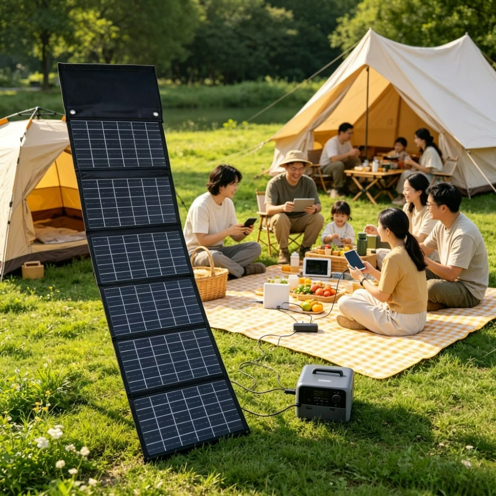 50W Tragbares Solarladegerät Faltbare Powerbank mit USB-DC-Ausgängen Notfall-Backup für Outdoor-Camping Bootfahren Powerstation