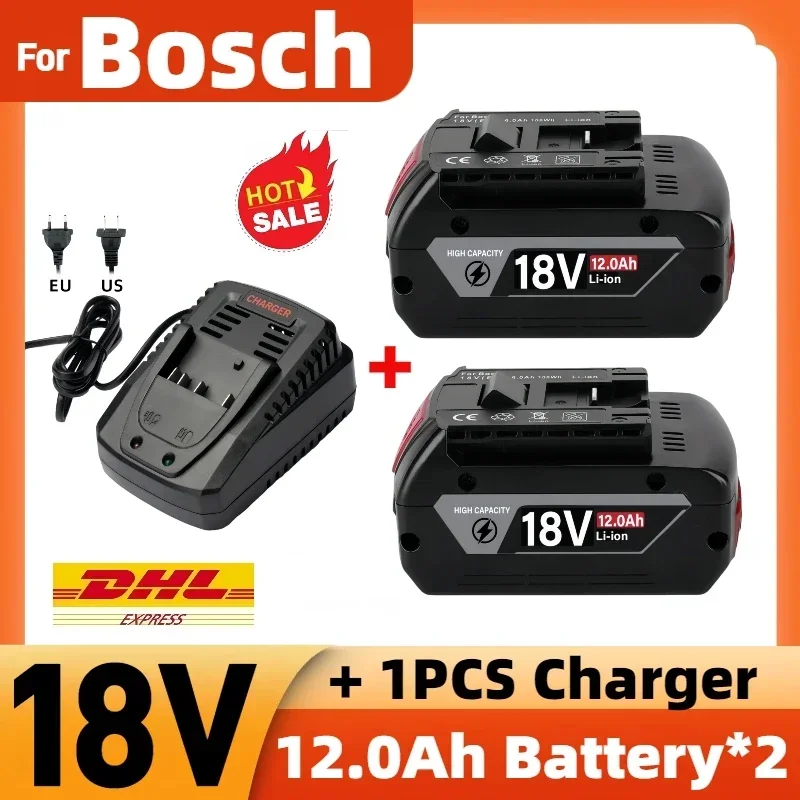 100% Original For Bosch Lithium-Ion Rechargeable Battery, 18V 12000mAh BAT609 BAT618 with Charger BAT411 BAT 411A☆☆☆