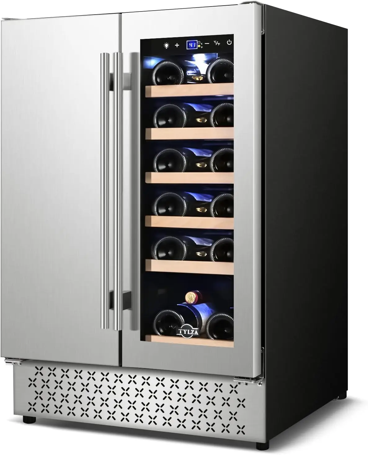 

24 inch Dual Zone Wine Beverage Cooler Built-in and Freestanding, Quick Cooling Under Counter Beer Wine refrigerator