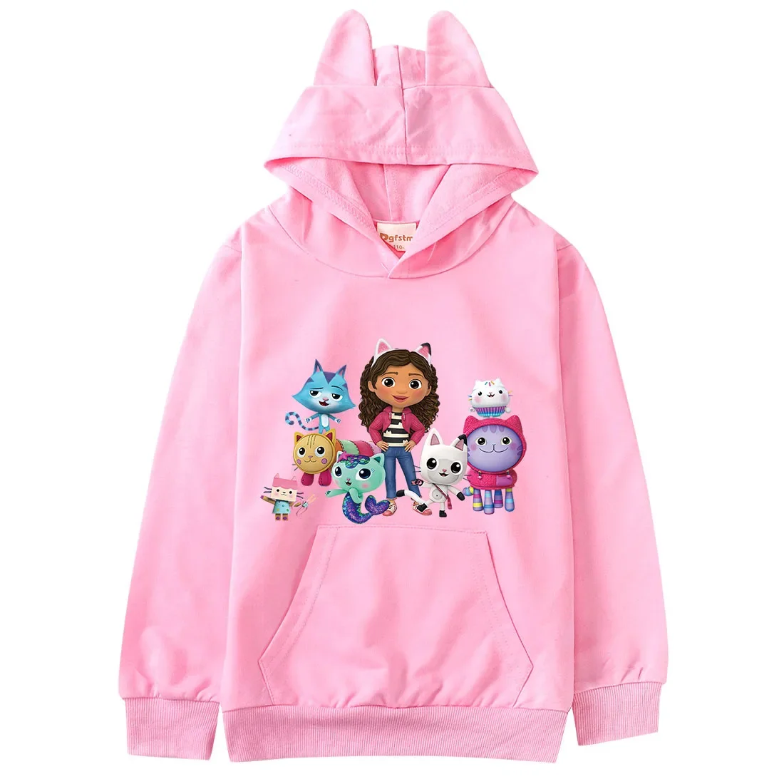 Anime Gabbys Dollhouse Costume Kids Casual Pocket Hoodies Baby Girls Gabby Cats Ears Sweatshirt Toddler Boys Long Sleeve Clothes