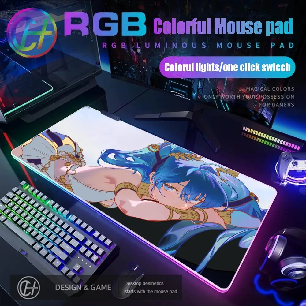 

Игровой коврик для мыши Augusta Luno Wuthering Waves RGB 90x40 см, настольный коврик для геймеров, большой HD коврик с LED-подсветкой XXL HYBXAXC