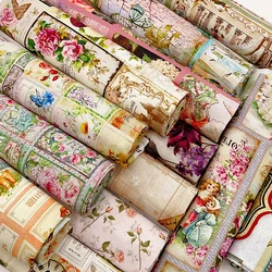 Cotton Digital Printing Fabric Stamp Flowers Floral Printed for DIY Handmade Sewing Clothes by Half Meter