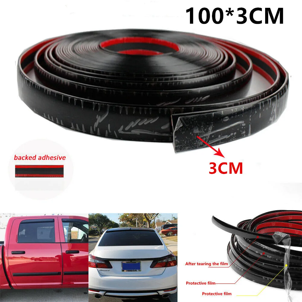 

10ft Black Trim Molding Car Door Side Tailgate Decorate Protect Anti-collision Strip Styling Mouldings Auto Replacement Parts