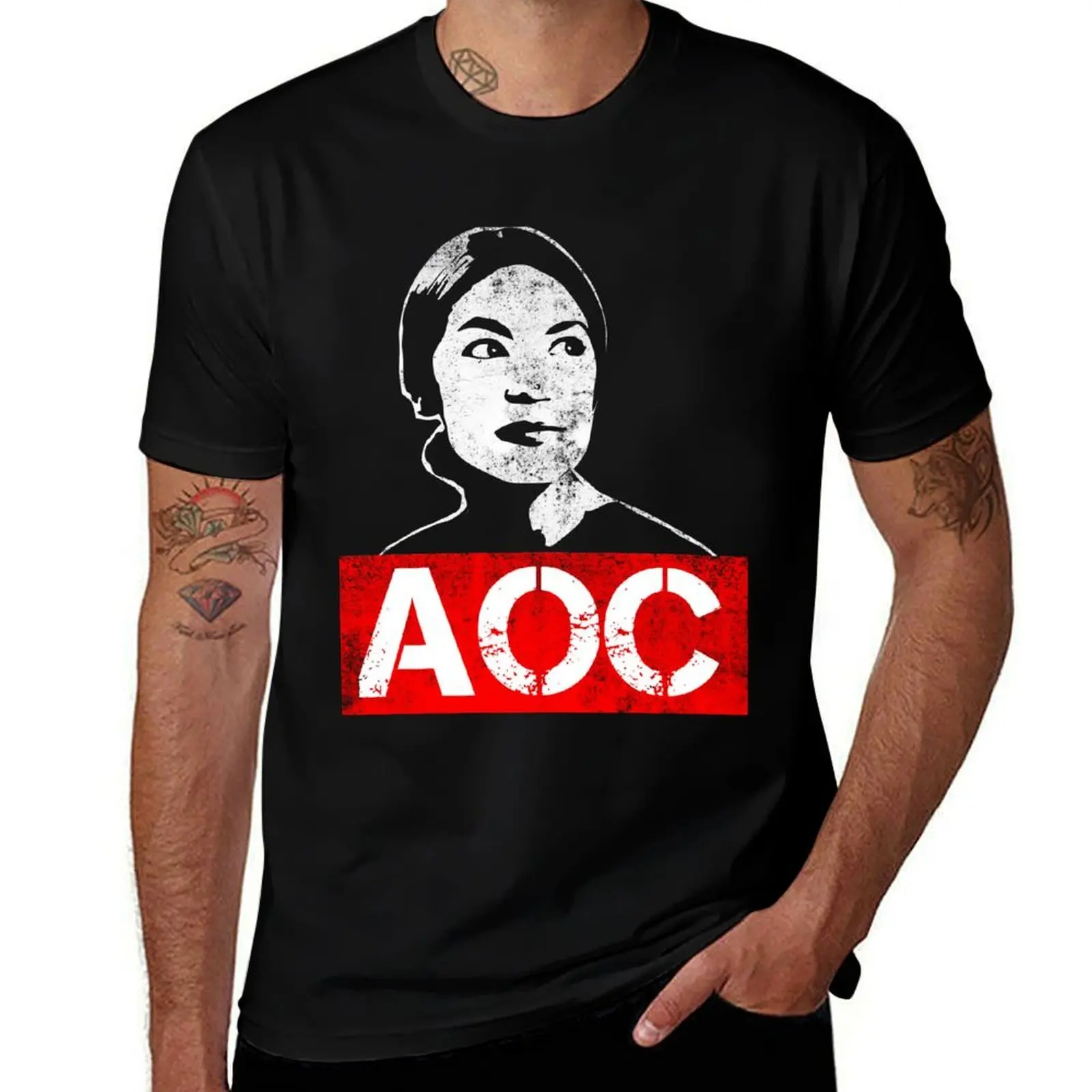 Alexandria Ocasio-Cortez AOC Suporte Camiseta de algodão preto liso para homem pacote camiseta homem designer camiseta