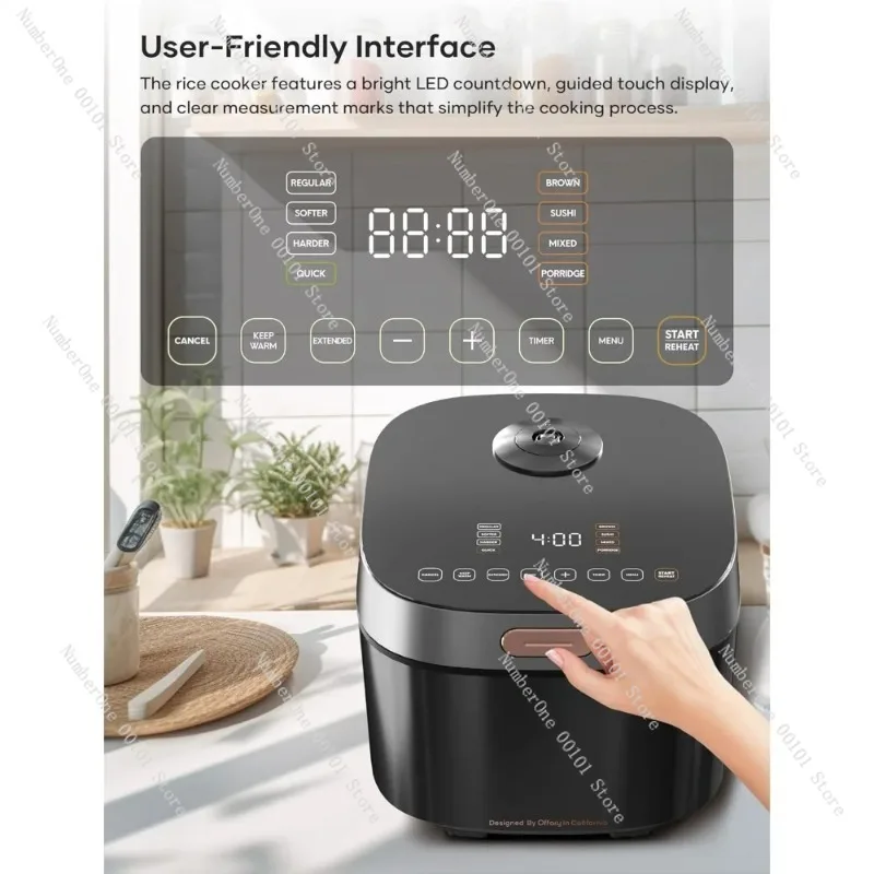 HAOYUNMA Rice Cooker Maker 8 Cup Uncooked 8 Preset Programs, Smart Fuzzy Logic, Large Stainless Steel Steamer