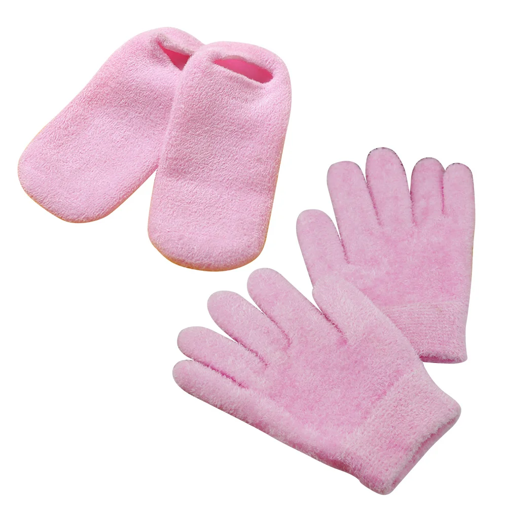 

2Pairs Moisturizing Socks and Gloves with Jojoba Olive Grape Oils for Fresh Nourished Hands and Feet Moisturizing Gloves