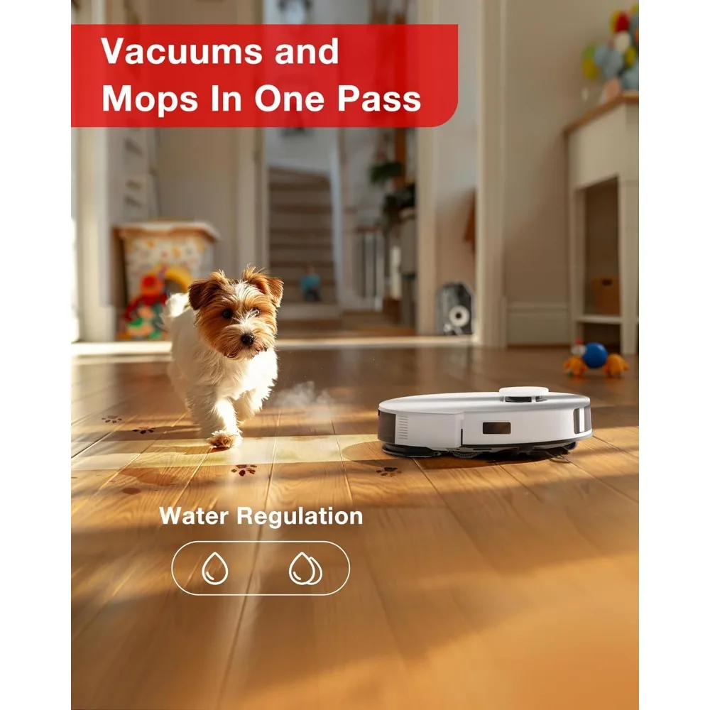 C12 Robot Vacuum Cleaner and Mop, 8000Pa Strong Suction, ZeroTangle Brush, Smart Navigation, Self-Charging,Work with Alexa White