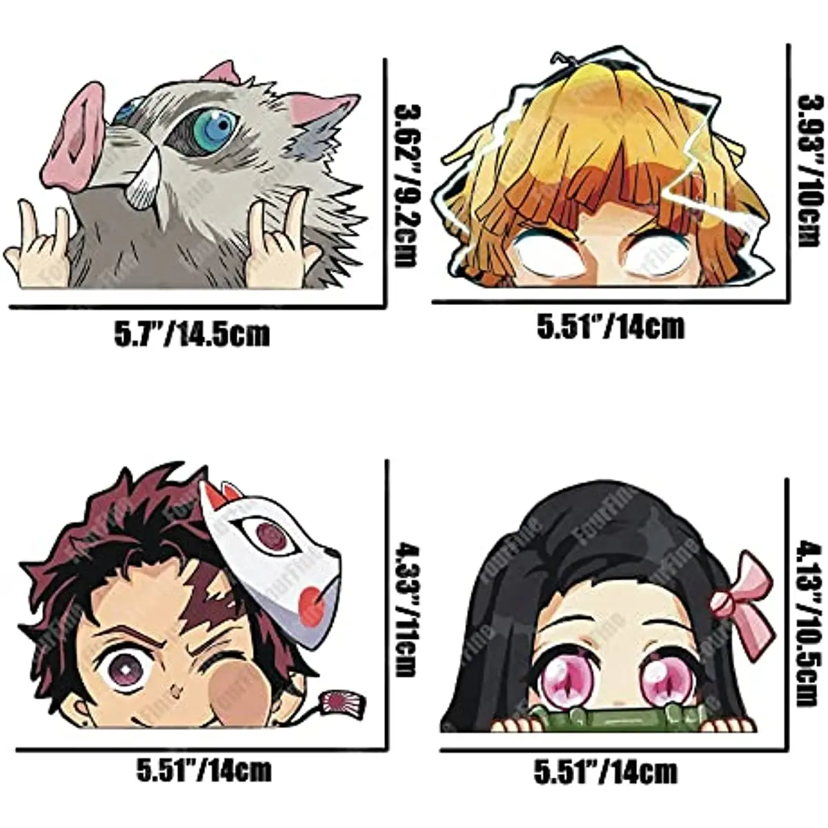 ل 4 قطعة 5.11 "شيطان Kimetsu Yaiba القاتل أنيمي ملصقات السيارات والشارات Kamado Nezuko سكيت الزجاج الأمامي نافذة الشارات