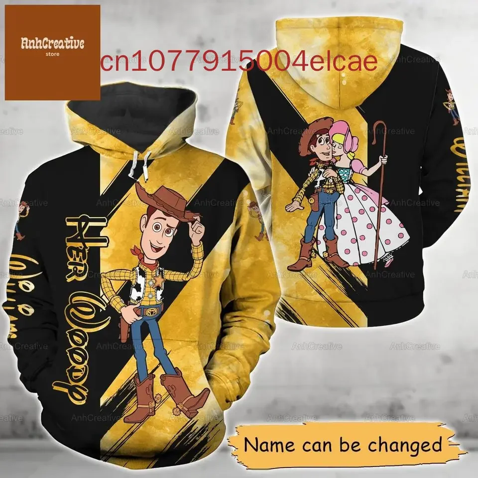 Disney Toy Story Woody Hoodie Casual Street Y2K Jacket Men's and Women's Long Sleeved Pullover Hoodie