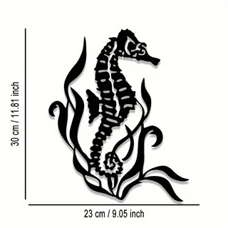 1 Piece Elegance Seahorse and Seaweed Metal Wall Art- Ocean-Inspired Home Decor for Living Room, Bedroom, Dining Area, Bathroom-