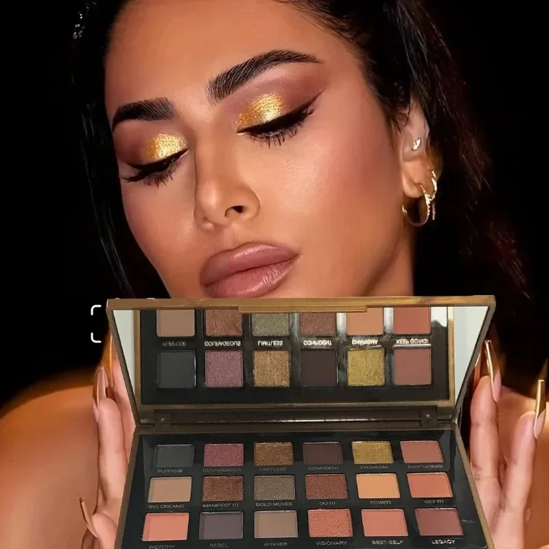 Huda beauty 18 cores empoderadas paleta de sombra alta pigmentação maquiagem dos olhos nova paleta nua fosco encantador brilho sombra