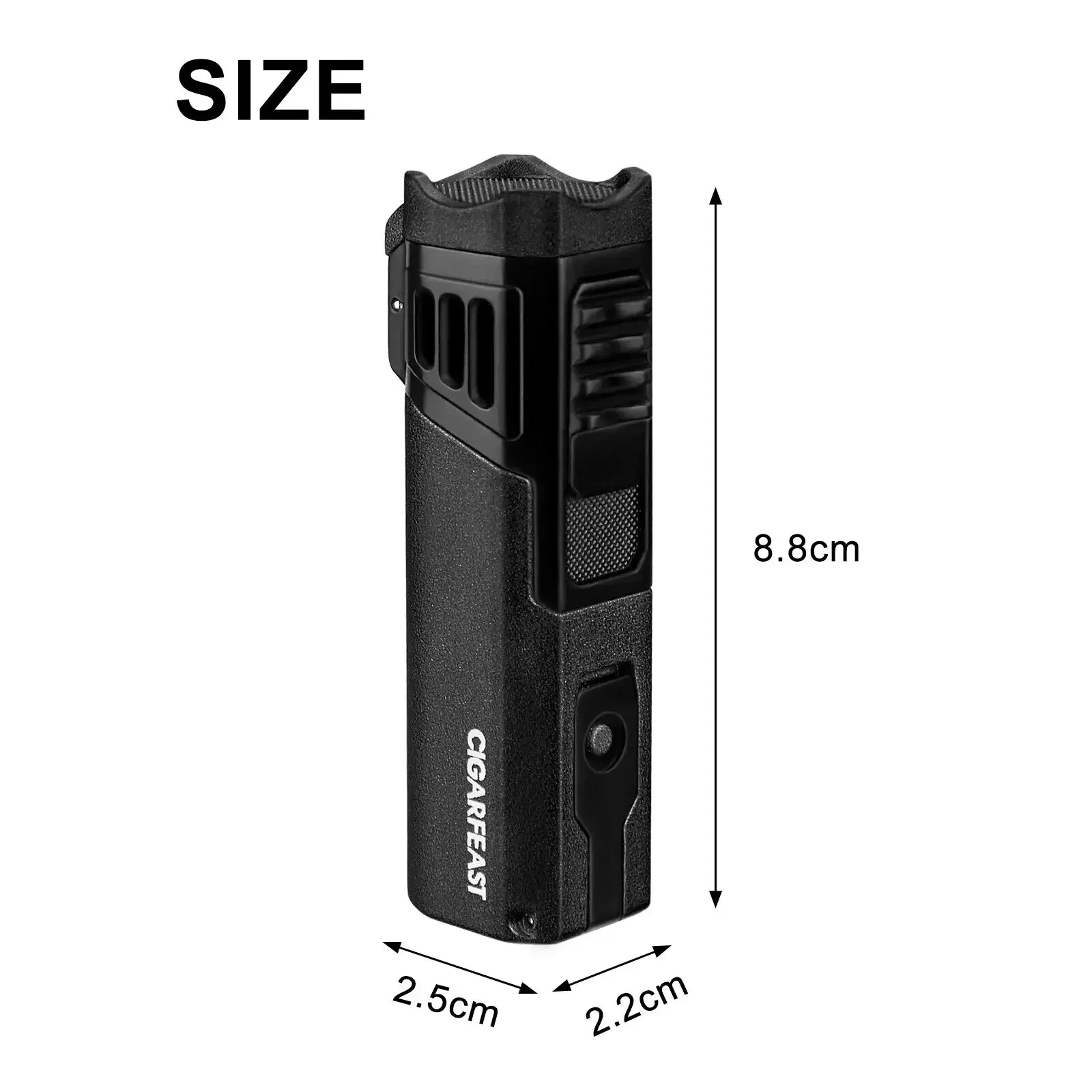 CIGARFEAST Cigar Torch Lighter Butane Refillable Smoking Weed Windproof  with Cigar Punch Mini Torch Holder on Top