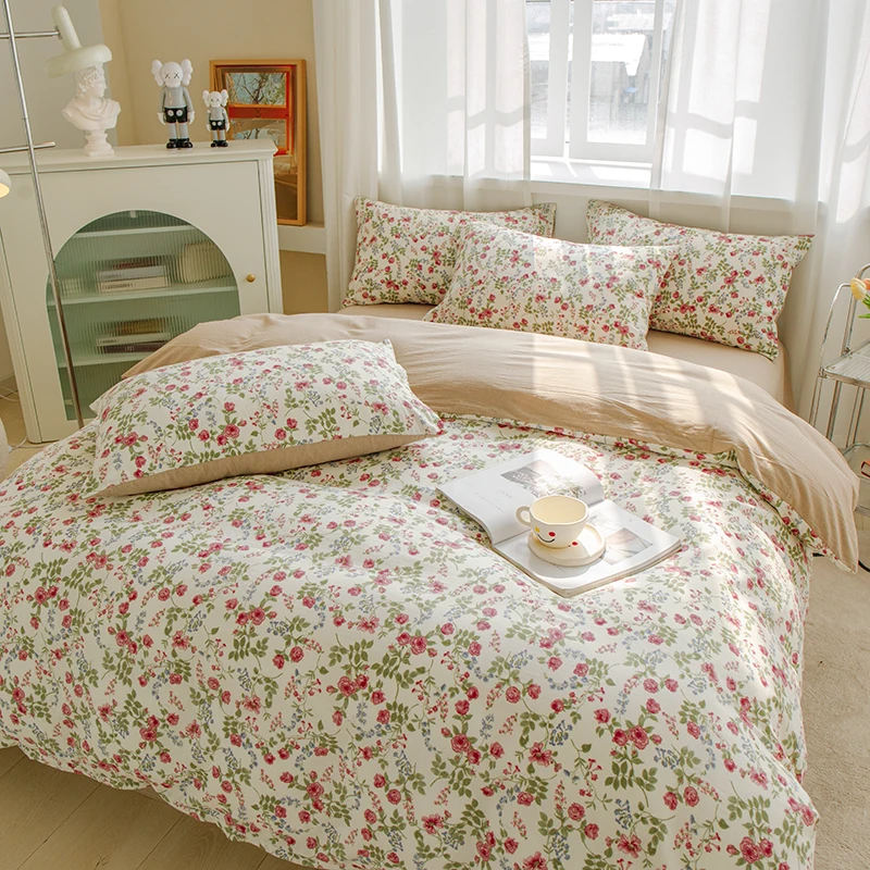 

2024 New Double-layer Yarn Printed Pure Cotton Four Piece Set, A Luxurious Bed Four Piece Set Suitable For Home Use