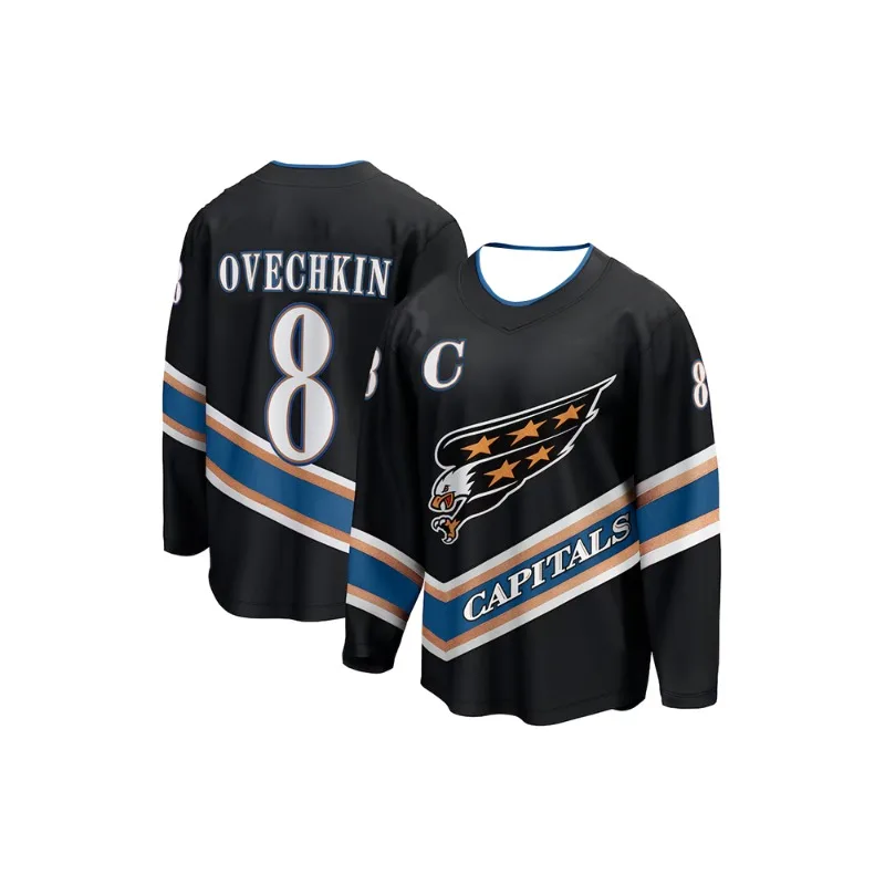 North American Washington Ice Hockey Training Jersey Sports Jersey No. 8 Alexander Ovechkin Jersey 3D for Adults and Children