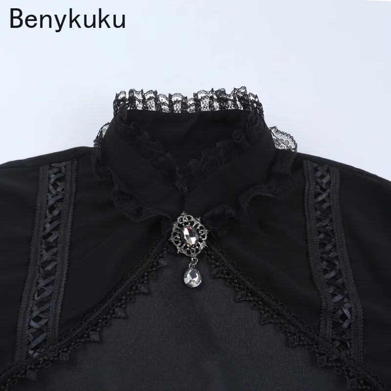 Gotycki Vintage Smock Shrug Damski Dark Grunge Emo Ace Patchwork Bolero z Rozszerzanymi Rękawami Szal Gotyckie Ubrania Y2k Crop Top Damski Płaszcz