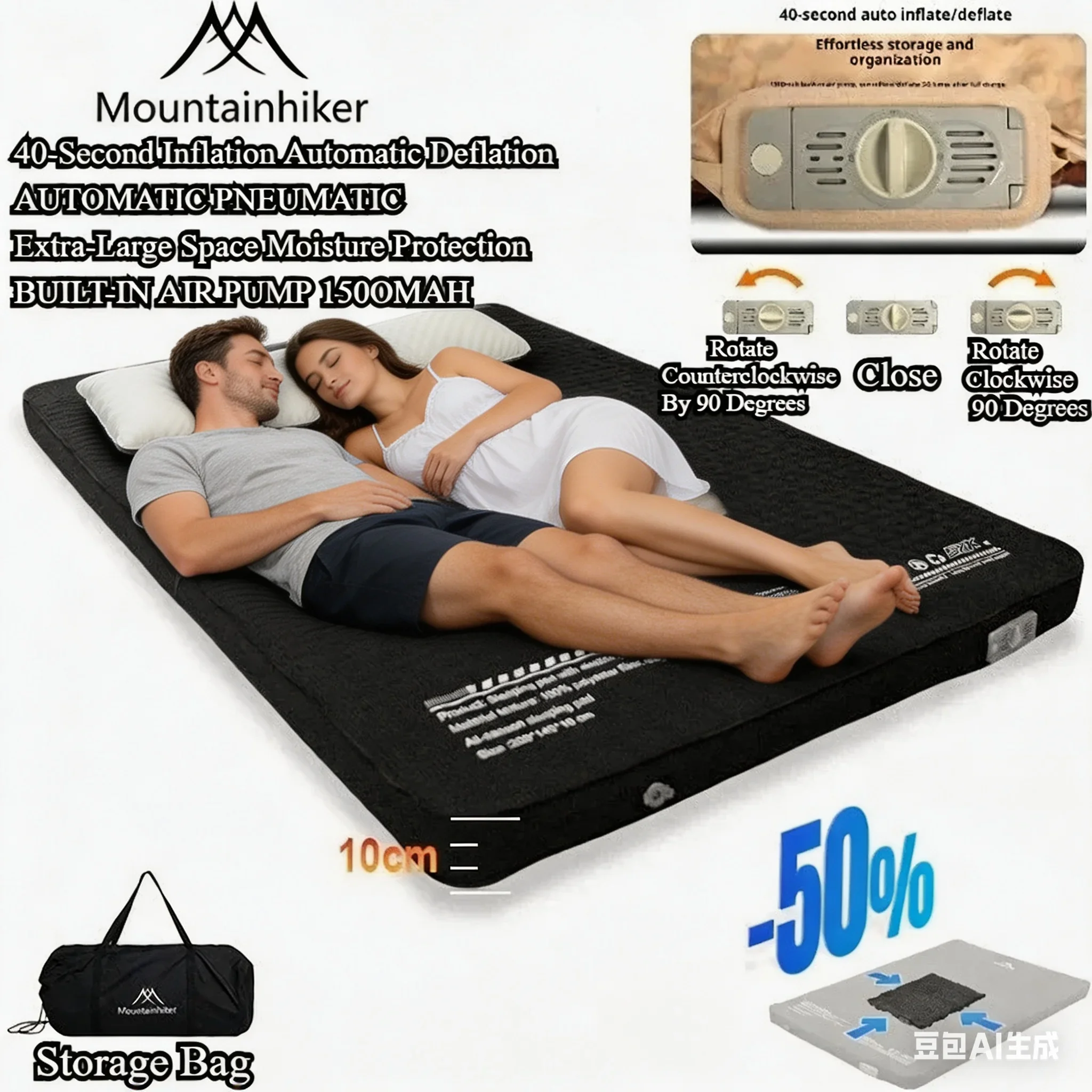 

Надувной матрас Mountainhiker Upgrade Edition, высотой 10 см, с сумкой для хранения, портативный коврик для кемпинга