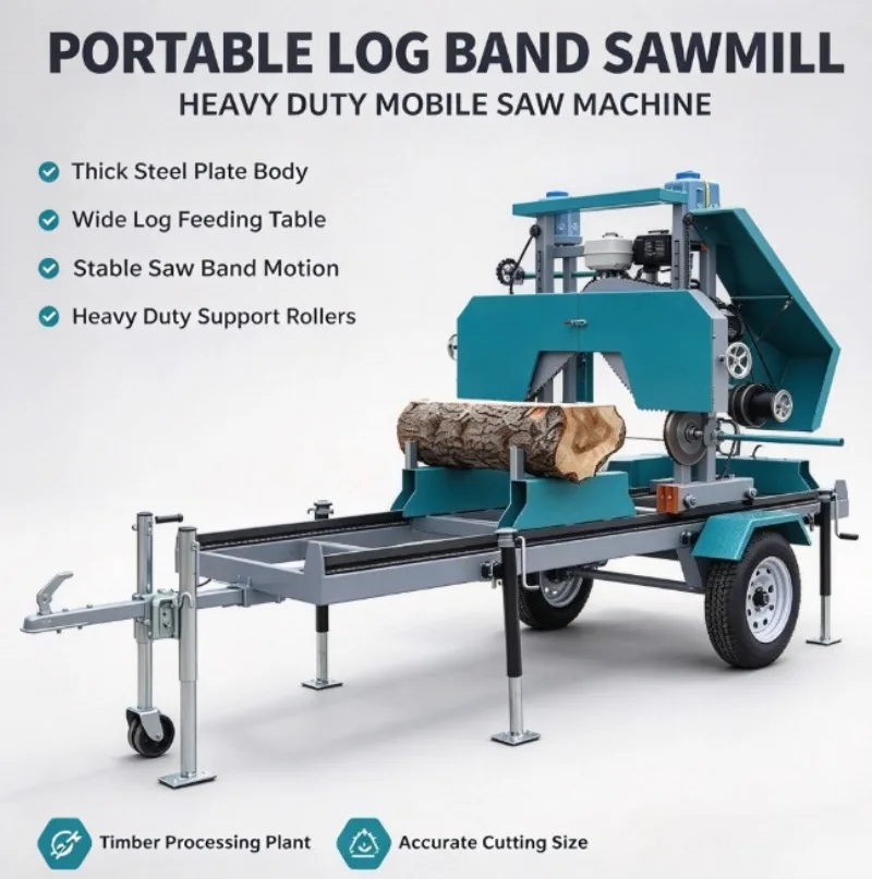 Heavy Duty Wood Band Saw Horizontal Bandsaw Mill Log Saw Machine For Hardwood Timber Cutting Tasks