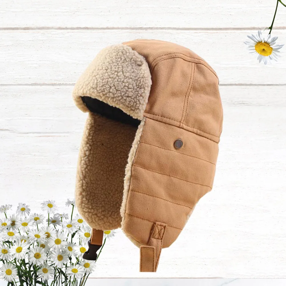 

Adjustable Winter Warm Ear Flap Cap Unisex Outdoor Skiing Hiking Cap Windproof Hat For Men Women Cycling Khaki