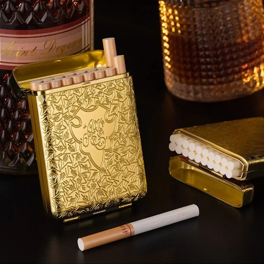 Nostalgic Carved Metal Cigarette Storage Box, Sturdy and Resistant To Falling, 3-open Cigarette Box, Retro Men\'s Gadgets